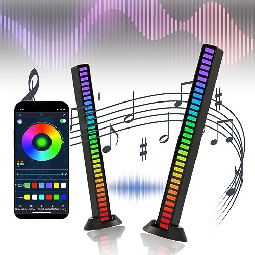 2 Pezzi Musica Atmosfera Ritmo Luce 32 RGB Colorato Cambiamento Di Colore Creativo LED Attivata Vocalmente Pickup Ritmo Ricarica USB Ambiente per Auto Party Gaming
