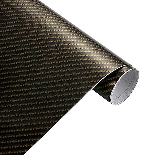 Autofolie 10/30 * 100 cm Glänzende Carbon Faser Vinyl Wrap Film Autos Auto Motorrad DIY Dekorative Aufkleber Verpackung Abdeckt Film Auto Folie (Color : Gold Black, Size : 50x200cm)