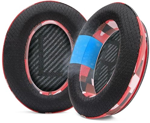 WC Freeze QC35 - Cooling Gel Ear Pads for Bose QuietComfort 35 & 35ii | Made by Wicked Cushions | Breathable Sports Fabric, Extra Thick & Cooler for Longer | Red Prism