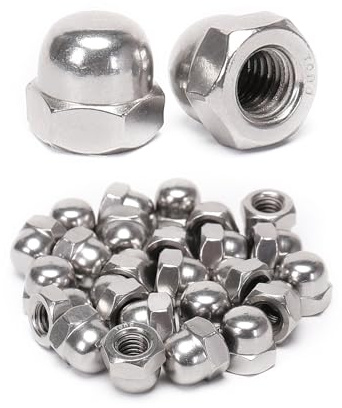 QXSKSLH 50 Pieces M6-1.0mm Acorn Hex Cap Dome Head Nuts, 304 Stainless Steel 18-8, Bright Finish