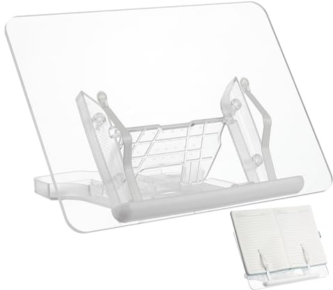 WADORN Acryl-Buchständer Zum Lesen, Verstellbare Tischplatte Ständer, Acryl-Bücherregal, Transparent Faltbar Schreibtisch Buchständer Für Bücher, Zeitschriften, 28x19.9 cm