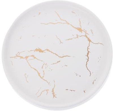 GALPADA Plat à Bijoux Rond En Céramique Blanche Effet Marbre, Plateau Décoratif Polyvalent Pour Présentation Et Rangement, 20 Cm, Pour Bijoux Et Accessoires, Usage Intérieur Maison Bureau