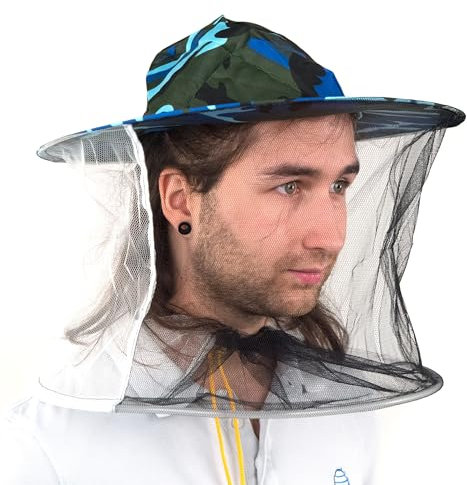 xtradefactory IMKERSCHUTZHUT | Camouflage, Ø 39 cm | Bienenhut, Imkerhut, Schlupfschleier, Imker Schutzkleidung, Insektenschutz