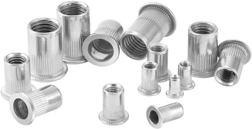 HXJDAM 100 Dadi Rivetti M8 in Acciaio Inox, Rivetti Ciechi a Testa Svasata Piatta, Fissaggio per Metallo, Acciaio, Fibra di Vetro, Plastica