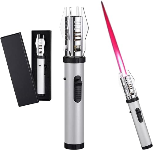 Generic Lightsaber Torch Lighter, Rechargeable, Windproof, Blue Flame, Jet Torch, Silver
