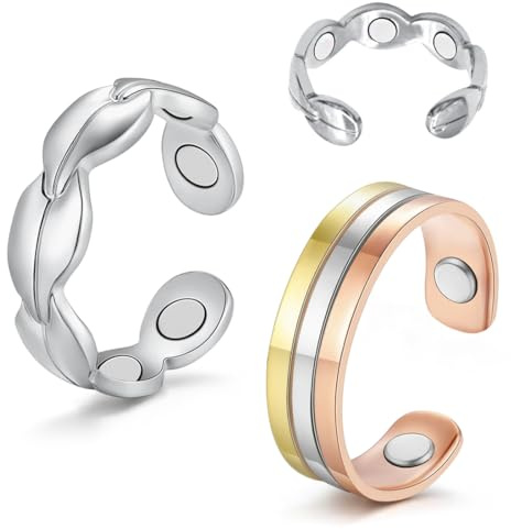 Cigmag Magnetring Damen Starke Magnete Reiner Kupferring Verstellbar | 2 Stück, 3500 Gauss, inklusive Geschenkbox