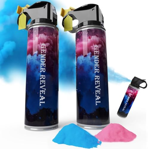 200g Gender Reveal Konfetti Kanone Poppers, 98% Biologisch Abbaubare Babyparty Sicher Pulverrauch,Partyzubehör für Jungen Mädchen ((100 g pro Flasche, 1 Blau und 1 Pink)
