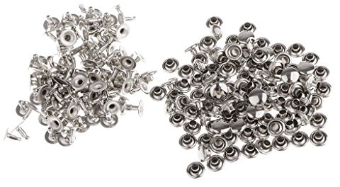 100 remaches rápidos de una sola tapa para reparación de cuero, 6 x 4 mm, 6 x 5 mm, color plateado