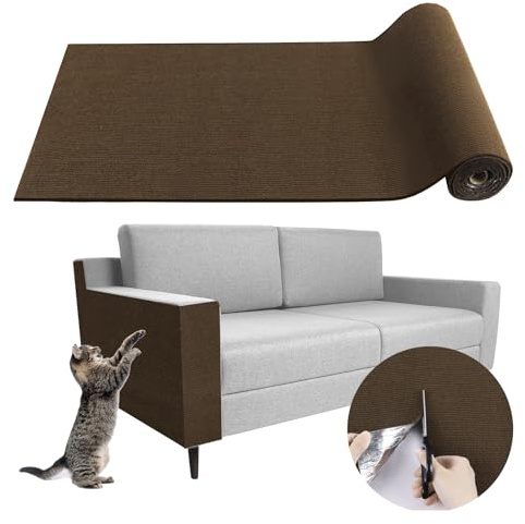 Tappeto tiragraffi per gatti adesivo protezione divano graffi gatto tappetino antigraffio divano (marrone, 40×300cm)