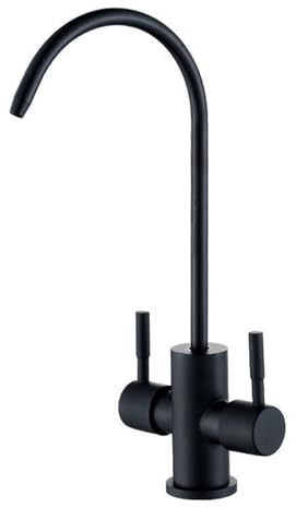 YWJFSA Grifo Cocina Osmosis Purificador agua Grifo, Grifos Cocina Fregadero Grifo de Cuello de Cisne, Doble Manija, Color Negro