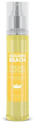 Brume Parfumée Corps & Cheveux Golden Beach 100ml – Parfum Solaire Exotique – Ylang, Fleurs Blanches, Fleur d'Oranger, Noix de Coco, Vanille – Formulée en Provence – Les Petits Bains de Provence