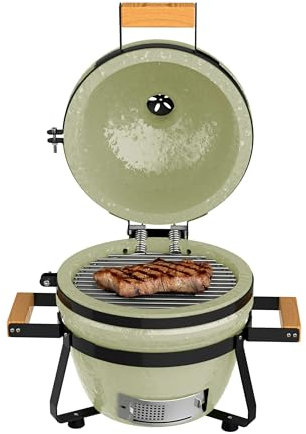 Cecotec Barbecue in Ceramica Griglia a Carbone DragonFire 3200, Resistente fino 1000ºC, Diametro 32 cm, Sistema Rise e Feast, Camera Ermetica, Termometro Integrato, Affumica Cuoce