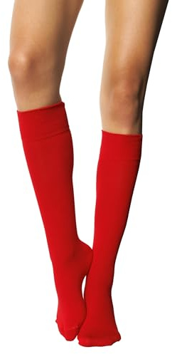MILENA mjuka, ventilerande Overkknästrumpor med elastisk passform och halkfritt grepp. Perfekt för vardagen, arbete, sport och cosplay – mångsidigt kombinerbar, röd, röd, 37-41 EU