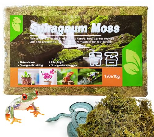 BNOSDM 5.2OZ Natural Sphagnum Moss for Reptiles,7QT Reptile Dried Live Moss Substrate for Terrarium Plants,Frogs Peat Mosses Bedding for Leopard Gecko,Tortoises,Snake,Lizards,Salamanders