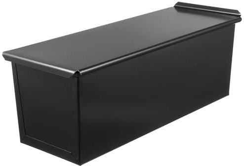 TIDTALEO Non-Stick Black Metal Bread Loaf Pan with Lid, 750g Rectangular Toast Bake Mold for Oven Baking, 5-Hole Bread Rolls Mold Suitable for Home and Professional Bakers