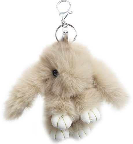 Xsclpomddy Plüsch Hase Schlüsselanhänger Pom Poms Taschenanhänger Süße Flaumige Anhänger Für Auto Handtasche Taschen