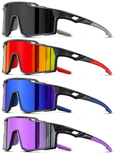 DioKiw 4pcs Polarized Sport Sunglasses Men Cycling Driving Fishing UV Protection Sun Glasses Lightweight Big Frame Mountain Bike Goggles