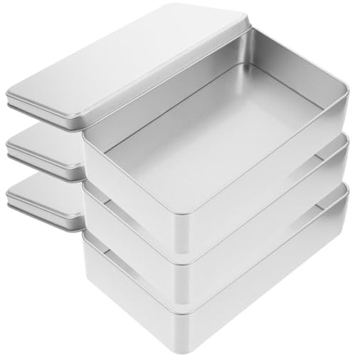 TOVINANNA 3pcs Rectangular Tinplate Box with Lid Empty Tin Box for Sweets Snacks and Small Items Metal Storage Tins for Gifts Home Organisation and Party Favours 19.00 X 12.00 X 4.80 cm