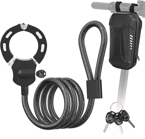 LustLocke Candado Patinete Electrico, Candado Antirrobo con Llave y Bolsa Impermeable, Cerrar Esposas de Doble Anillo para Scooters, Bicicletas, Cochecitos