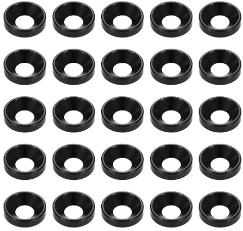 sourcing map 40 arandelas avellanadas M6 de acabado de aleación de aluminio anodizado, juntas de tornillo para piezas de accesorios mecánicos, color negro