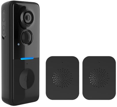 budiniao Drahtlose Türklingelkamera, wasserdicht, 4G WLAN, HD Video, Smart Home Video Türklingel, 2,4G WLAN, Lange Akkulaufzeit, Zwei Wege Gespräch