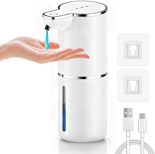 SINZONeu® 380 ml automatisk väggmonterad tvåldispenser - 4 nivåer av skum, USB-laddning, IPX5, beröringsfri infraröd sensor för kök och badrum