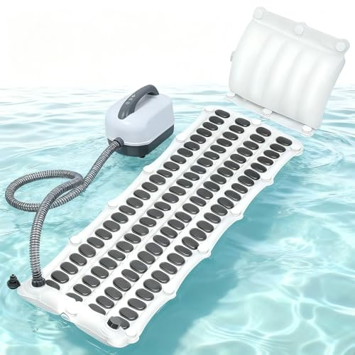 Bubble Bath Mat for Bathtub - Wave Spa Jet Mat Portable Tub Spa Massager, Upgraded Suction Cup & Electric Air Pump for Full Body Relaxation, 6-Speed Adjustable | 49 x 17 with Back Support Pillow