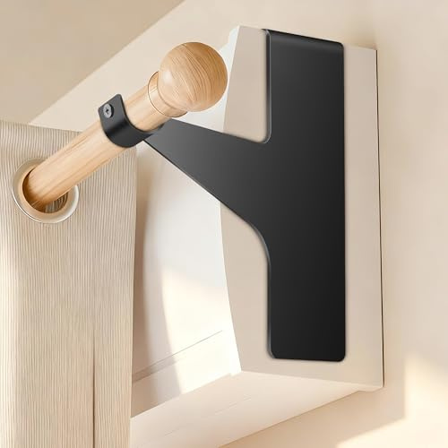 BANJILI Support de Tringle Rideau Sans Perçage Ultra-Résistant – Fixation Adhésive Renforcée pour Coffre de Volet Roulant – Support Métal Robuste 19-28 mm (Noir-2 Supports)
