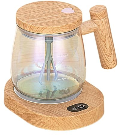 Tasse à café auto-agitatrice – Tasse de mélange électrique rechargeable à haute vitesse avec couvercle transparent, tase à agitation automatique en verre borosilicate Strong, tase de mixeur portabl