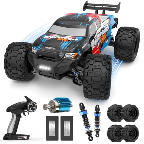 Hegior 1/16 4X4 High-Speed 40-50+KM/H (Peak) RC Monster Truck - 390 Motor Durable Axle & Suspension | 3000mAh Batteries | Boys rc car Toys Father's Day Birthday Gift for Teens Aged 14+