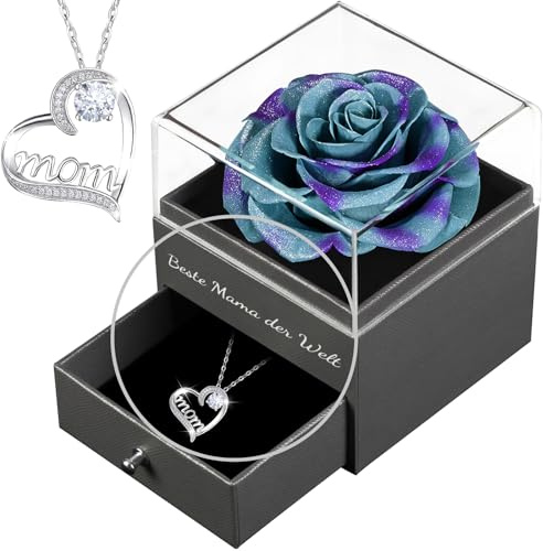 Yamonic Muttertagsgeschenke für Mama,Ewige Echte Rose mit Mom Halskette 925 Sterlingsilber,Beste Mama der Welt Geschenke Mutter,Ewige Rose Infinity Rose Geschenk zum Muttertag Geburtstags