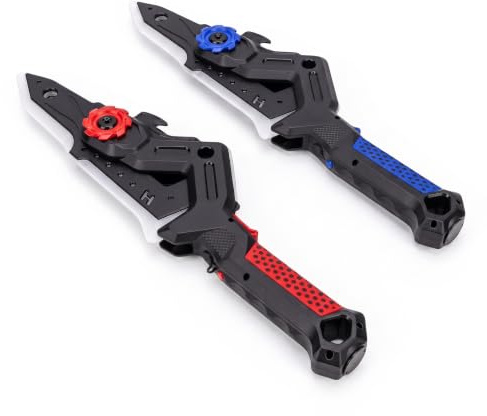 Dpofirs Juguete de Espada con Hacha, Juguete Transformable 2 en 1 con Luz LED y de Pulverización de Niebla para Batallas de Juegos de rol