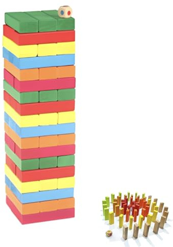 Outdoor Game, Giant Garden Games for Kids and Adults, Giant Outdoor Games for Family Game Nights and Garden Parties, 54-Piece Colourful Stacking Set with Portable Storage
