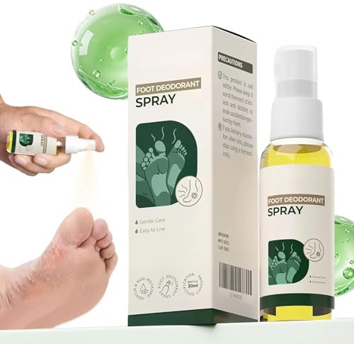 Fotspray illaluktande fötter, 30 ml mild luktborttagare, svettskydd lugnande dimma, bärbar luktkontrollspray, varmt väder utomhus stående gång hem resa badrum skovård för män kvinnor vuxna