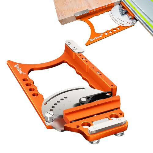 SpeTool Verstellbarer Winkelanschlag Führungsschiene, quadratische Führungsschiene, 9 Winkelanschläge 0°–60°, Schnellmontage, kompatibel mit Festool, Makita, Milwaukee, POWERTEC, WEN & Evolution