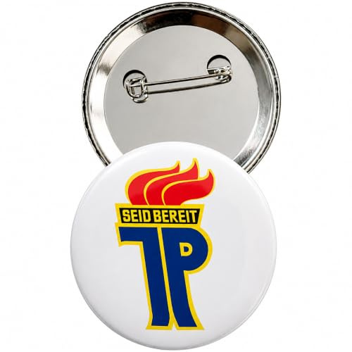 Krause & Sohn DDR Jungpionier Button 5 cm – Ostalgie Anstecker mit Sicherheitsnadel, Pionier Kostümzubehör für Erwachsene, Fasching Karneval Mottoparty