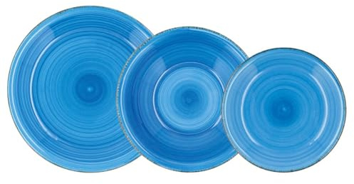 Quid Vita Service de Table de 18 pièces, céramique, Bleu, 32 x 30 x 30 cm