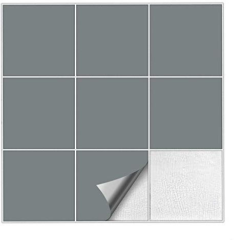 Kiwistar Fliesenaufkleber Grau 71 Seidenmatt - 15 x 15 cm - 25 Stück - Klebefliesen Fliesenmuster Stickerfliesen Wandfliesen überkleben