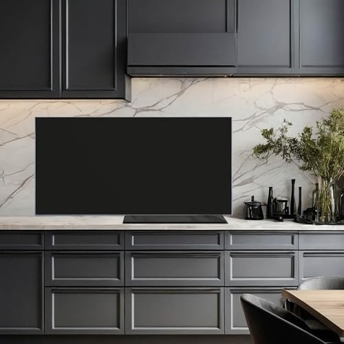 banjado Küchenrückwand Glas ohne Bohren 100x50cm – Glasrückwand Küche mit Motiv Tiefschwarz/Spritzschutz Küchenrückwand Glas/selbstklebende Küchenrückwand Platte - magnetisch & beschreibbar