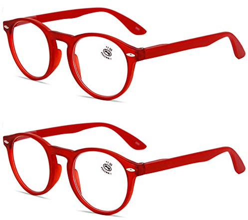 KOOSUFA Lesebrille Herren Damen Retro Runde Nerdbrille Lesehilfen Sehhilfe Federscharniere Vollrandbrille Anti Müdigkeit Brille mit Stärke 0.0 1.0 1.5 2.0 2.5 3.0 3.5