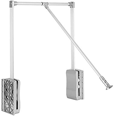 Nisorpa Pull Down Clothes Rail Adjustable 890-1210mm Wardrobe Lift Large Extendable Cloth Hanger Soft Return Storage System with Aluminium Rod Space Saving Weight Capacity 20KG