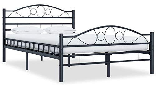 Tidyard Metallbett Doppelbett 120x200 cm Bettrahmen Jugendbett Gästebett Bettgestell mit Lattenroste Schlafbett Bett, Metall Schwarz