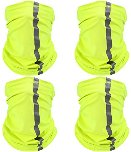 SATINIOR 4 Pcs Neck Gaiter Face Mask for Men Reflective Face Cover Scarf Summer UV Sun Protection Balaclava Bandana for Work(Yellow)
