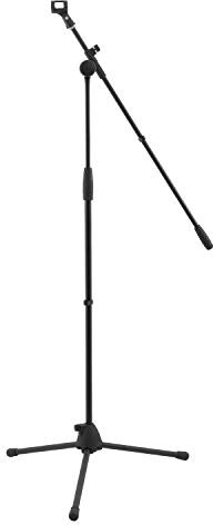World Rhythm WR-501 Boom Support Microphone - Support de micro à hauteur réglable avec jambes de trépied et clip de micro Idéal pour les chanteurs, overheads, batteries, studios