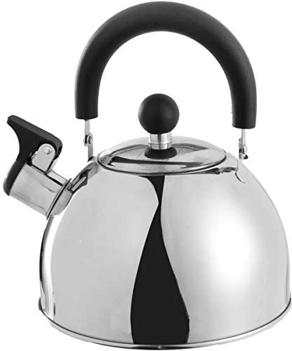 TeCuisine - Bouilloire Sifflante 2.5L Inox Brillant ou Rouge Tous Feux et Induction