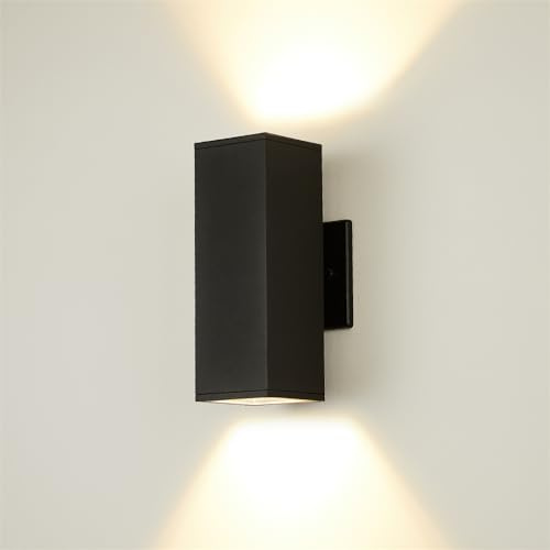 Eliphil Outdoor Wall Lights, Up Down Porch Lights, Modern Exterior Light Fixture, Waterproof Anti-Rust Outdoor Wall Sconce,14w,Matte Black (BD001)