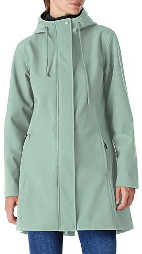 Damen Regenjacke Lange Softshelljacke mit Kapuze Frauen Übergangsjacke Regenmantel Gefütterte Funktionsjacke Wasserdichte Windbreaker Wanderjacke Atmungsaktive Outdoorjacke für Wandern China Grün XL