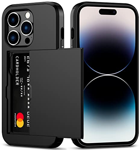 Nvollnoe for iPhone 14 Pro Case with Card Holder Black