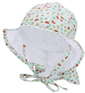 Sterntaler Baby Mädchen Hut Baby Sonnenhut Schmetterlinge - Baby Hut, Kopfbedeckung Baby - mit kleinen Schmetterlingen - hellgrün, 49
