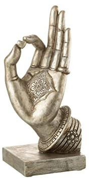 J-line Buddha Hand Figur Skulptur Mudra Herz H30 cm Antik Silber